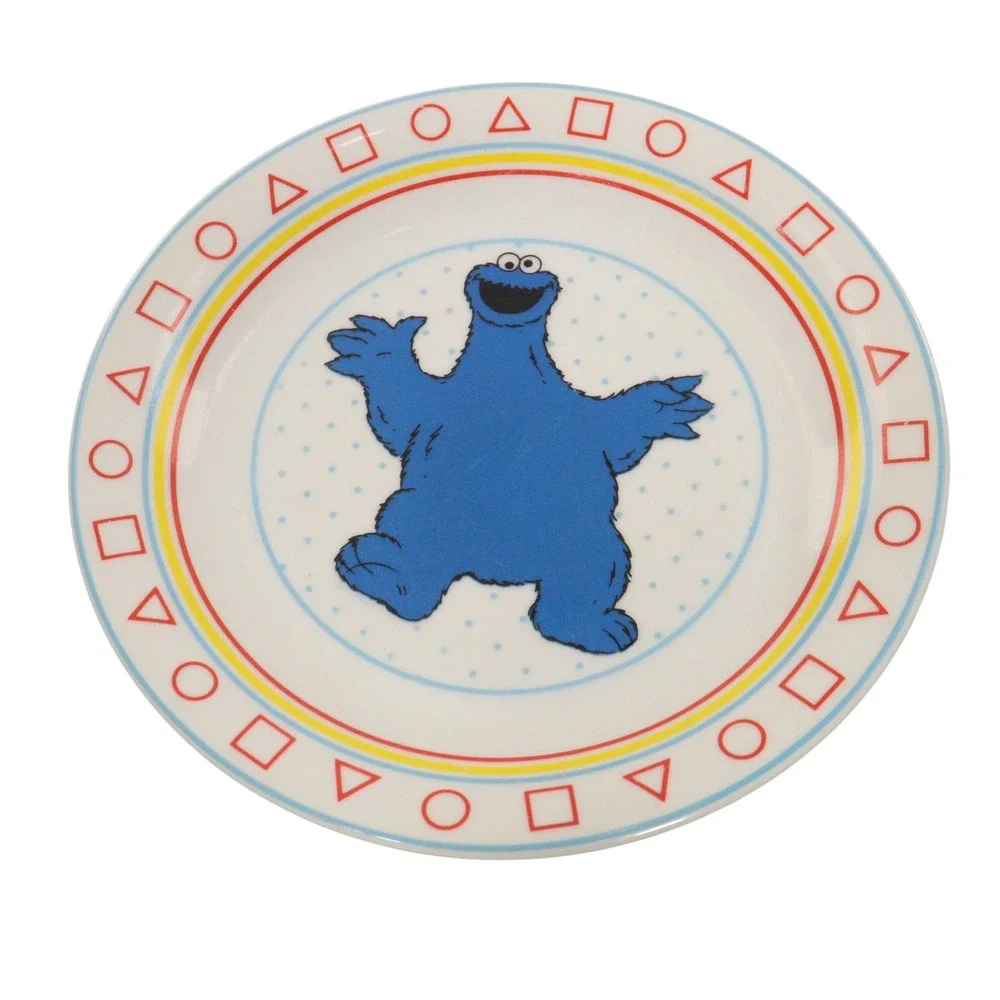 Vintage Sesame Street Plate Cookie Monster Shapes White Porcelain Kids